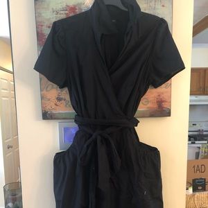 Inc black faux wrap dress with pockets!